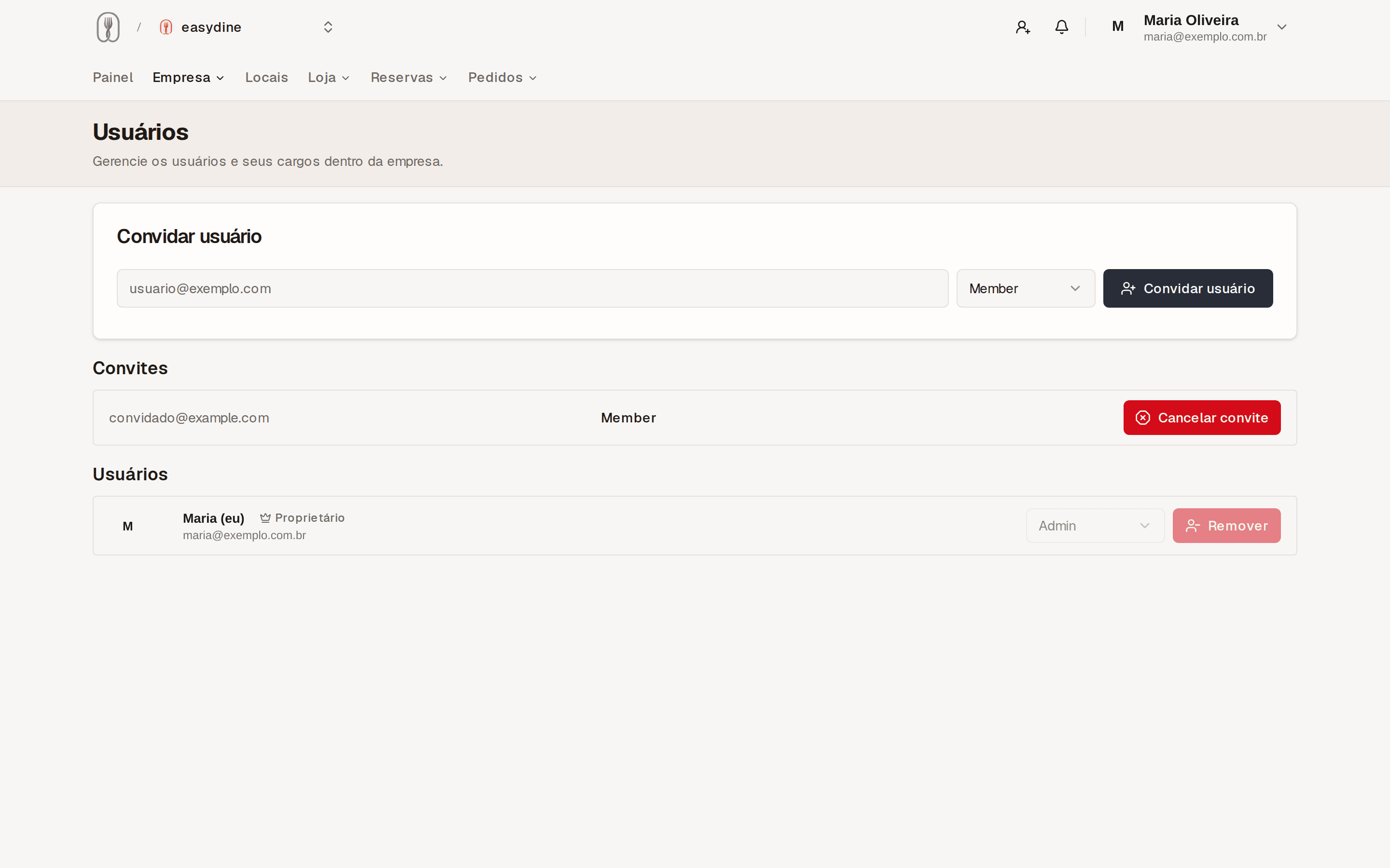 Organization → Members screen with a pending invite